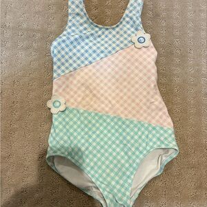 Florence Eiseman Pink, Blue & Mint Gingham One-Piece Swimsuit